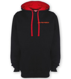 JAPSPEED Hoodie Kapuzenpullover in schwarz / rot